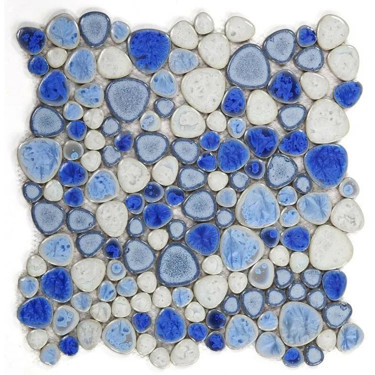 Venus Noon Sapphire Pebble Porcelain Mosaic Tile Venus Noon Sapphire Pebble Porcelain Mosaic Tile - American Tile Depot
