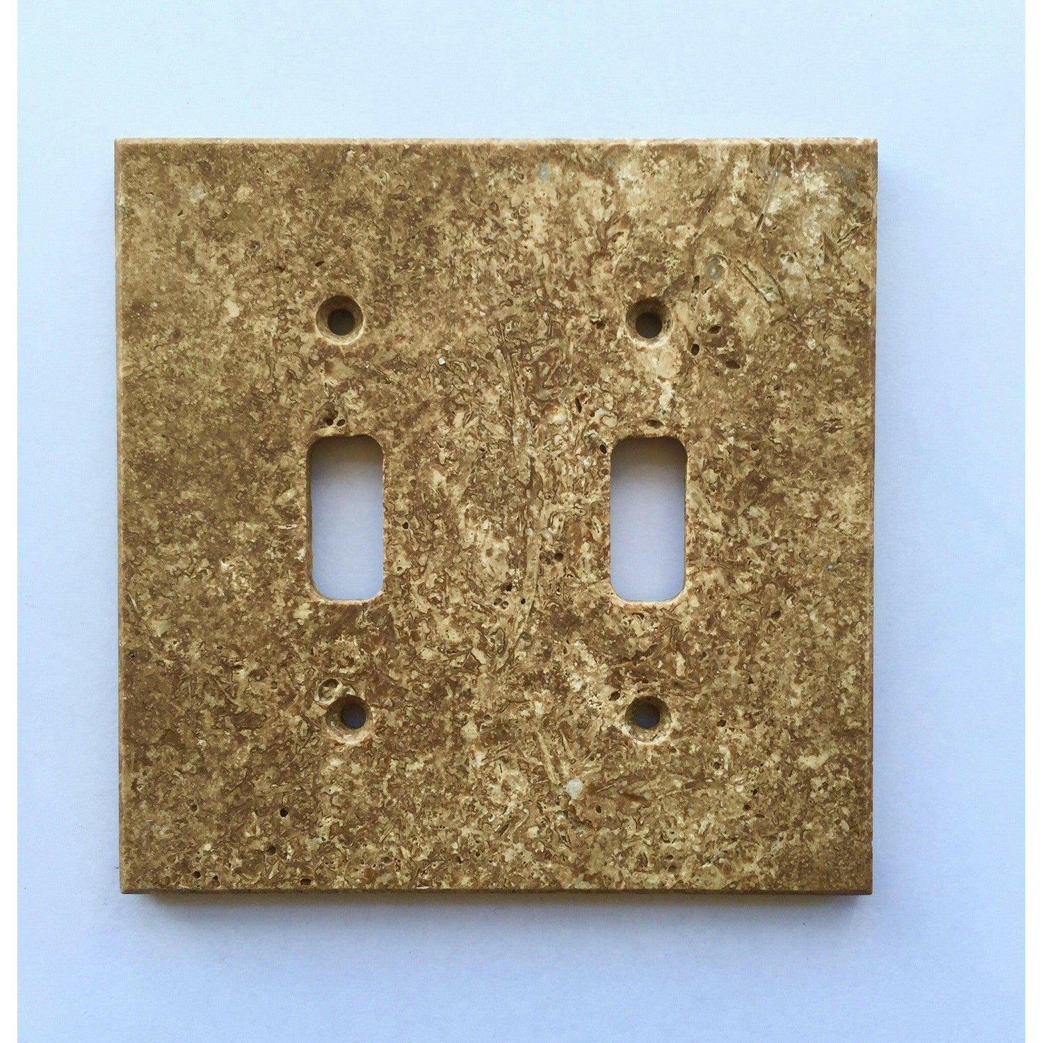 Walnut Travertine Double Toggle Switch Wall Plate / Switch Plate / Cover - Honed Walnut Travertine Double Toggle Switch Wall Plate / Switch Plate / Cover - Honed - American Tile Depot