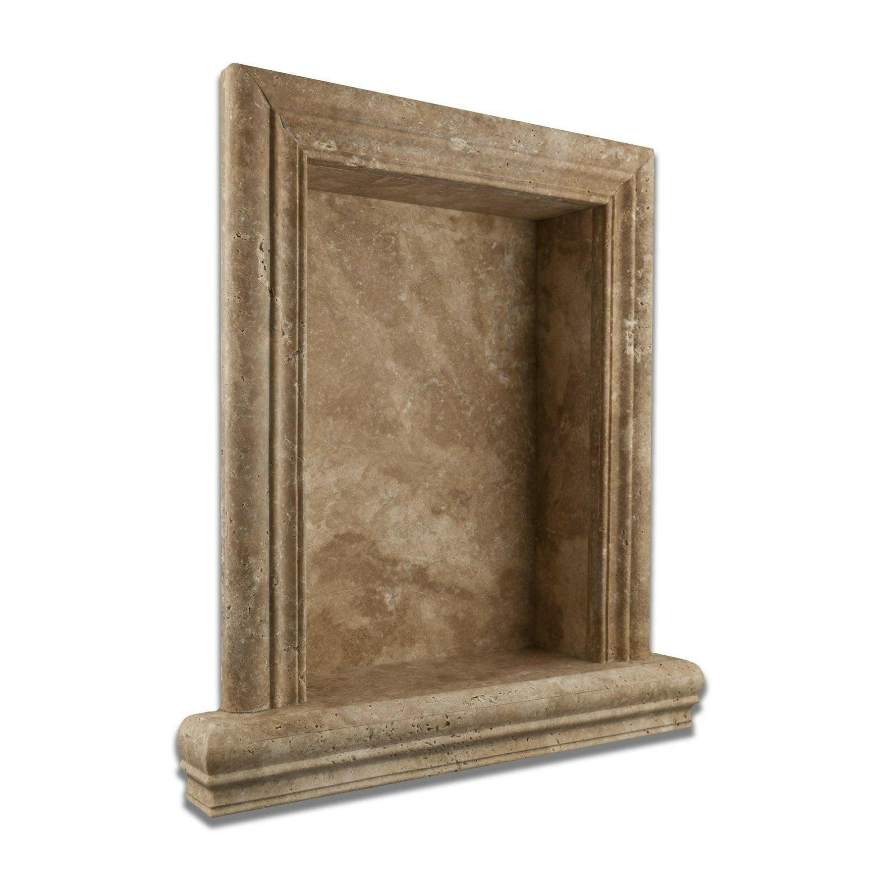 Walnut Travertine Hand-Made Custom Shampoo Niche / Shelf - LARGE - Honed Walnut Travertine Hand-Made Custom Shampoo Niche / Shelf - LARGE - Honed - American Tile Depot