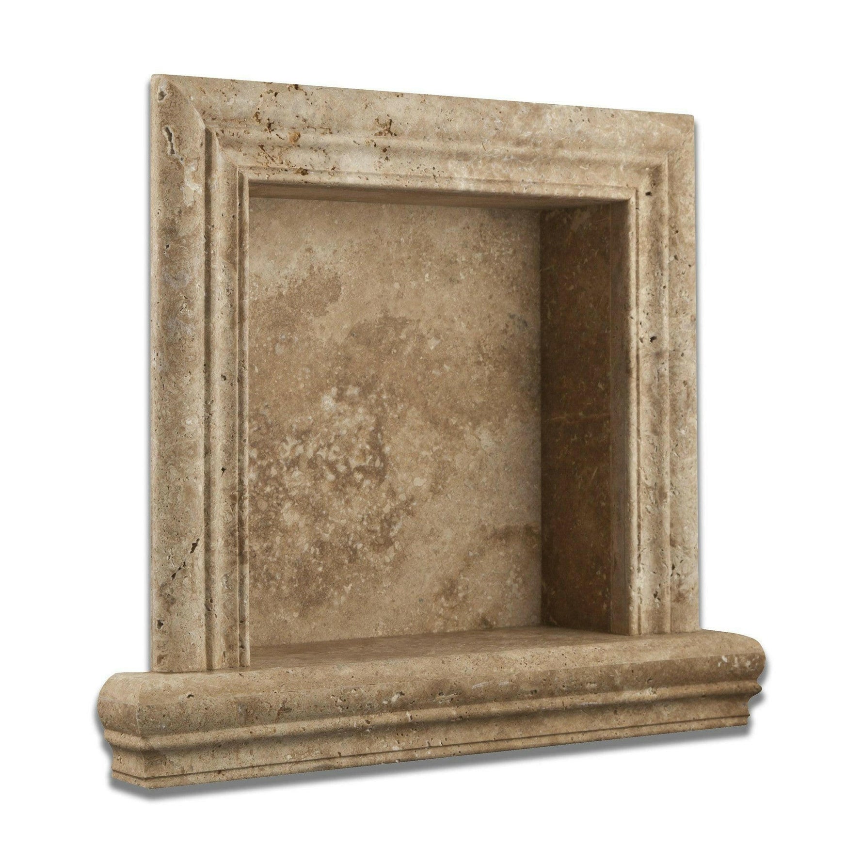 Walnut Travertine Hand-Made Custom Shampoo Niche / Shelf - SMALL - Honed Walnut Travertine Hand-Made Custom Shampoo Niche / Shelf - SMALL - Honed - American Tile Depot