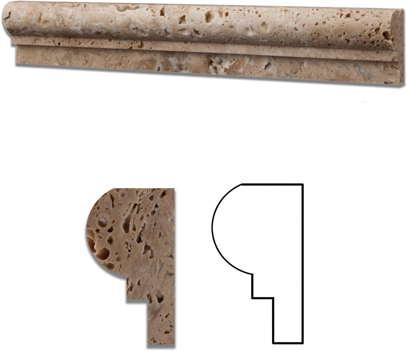 Walnut Travertine Honed OG-1 Chair Rail Molding Trim Walnut Travertine Honed OG-1 Chair Rail Molding Trim - American Tile Depot