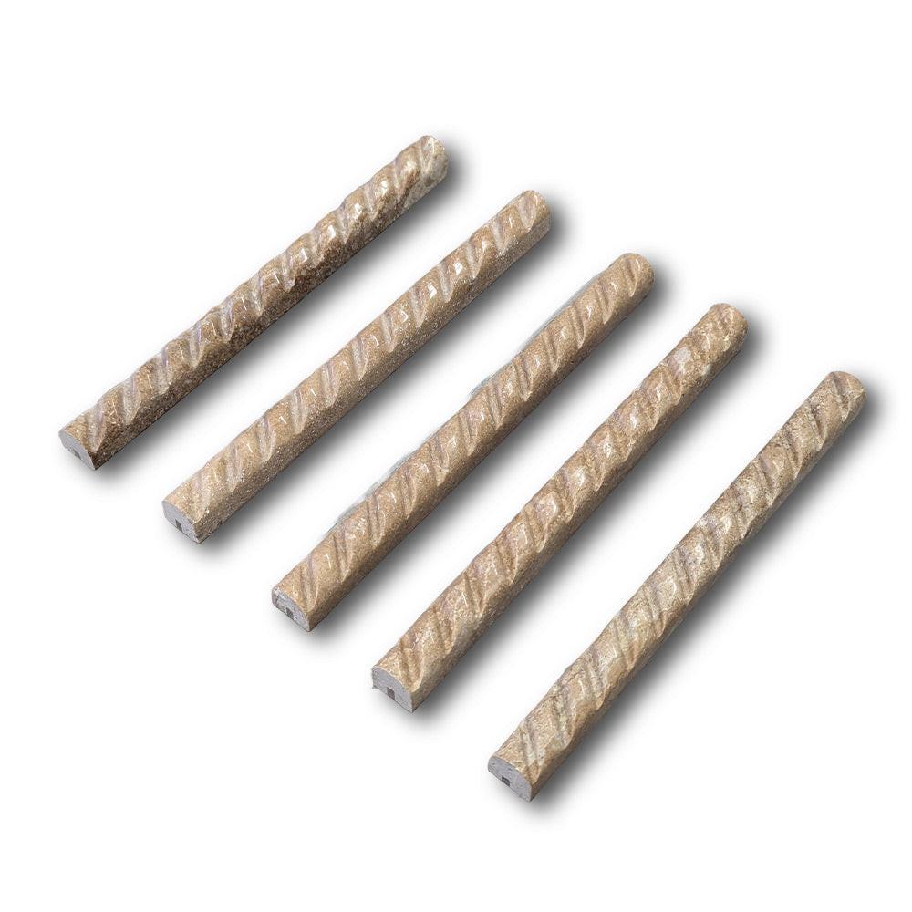 Walnut Travertine Polished 1x12 Rope Liner Walnut Travertine Polished 1x12 Rope Liner - American Tile Depot