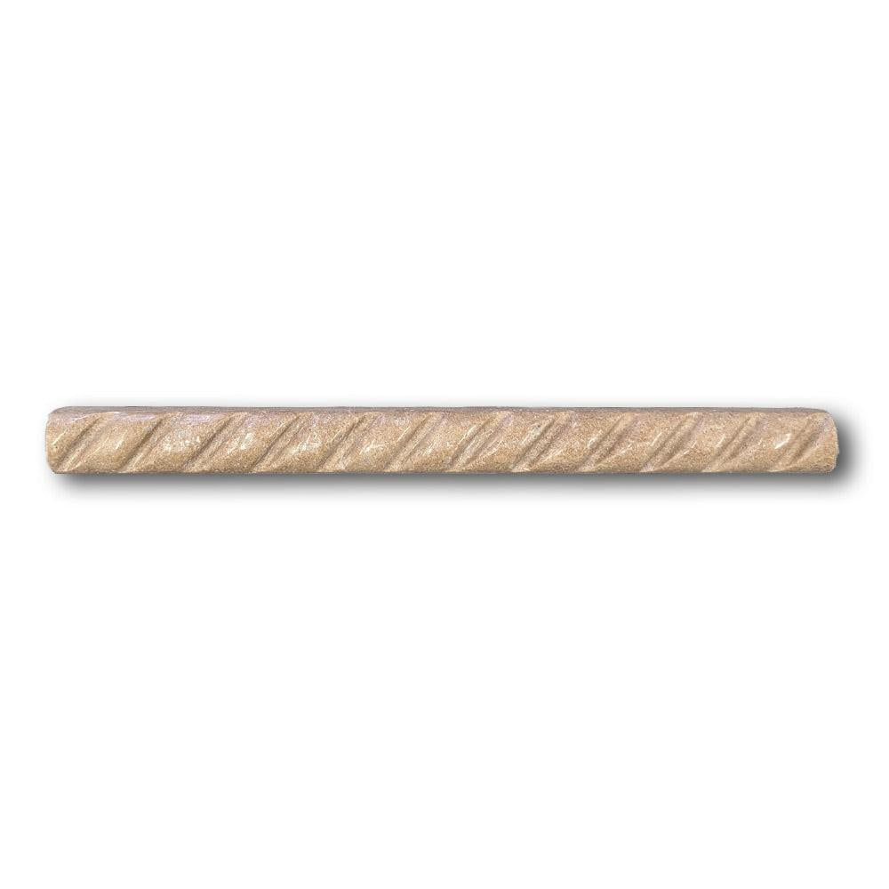 Walnut Travertine Polished 1x12 Rope Liner Walnut Travertine Polished 1x12 Rope Liner - American Tile Depot