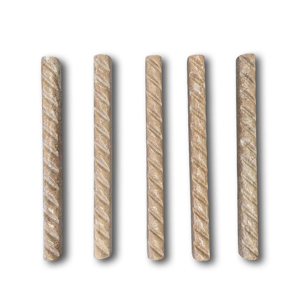 Walnut Travertine Polished 1x12 Rope Liner Walnut Travertine Polished 1x12 Rope Liner - American Tile Depot