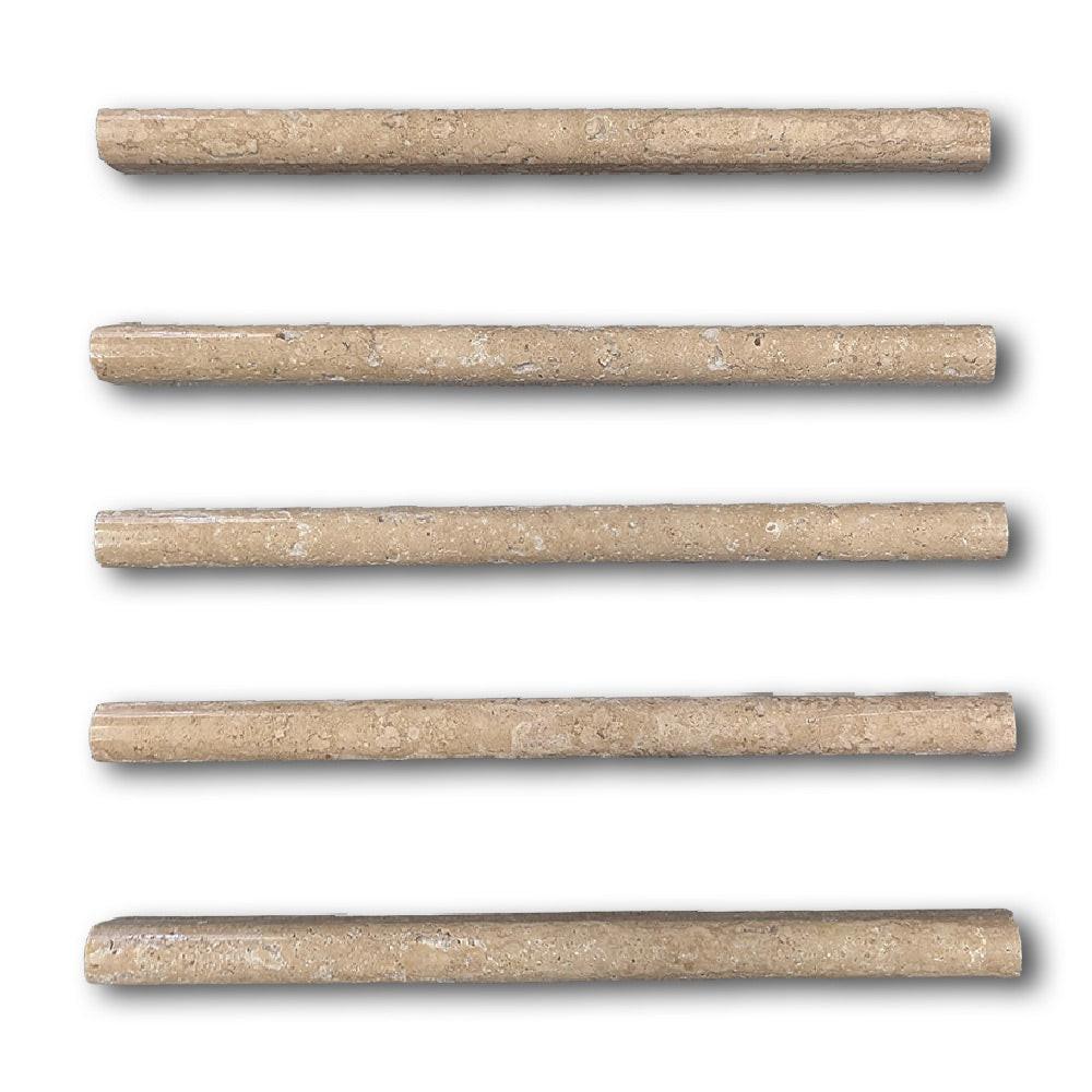 Walnut Travertine Polished 3/4x12 Bullnose Liner Walnut Travertine Polished 3/4x12 Bullnose Liner - American Tile Depot