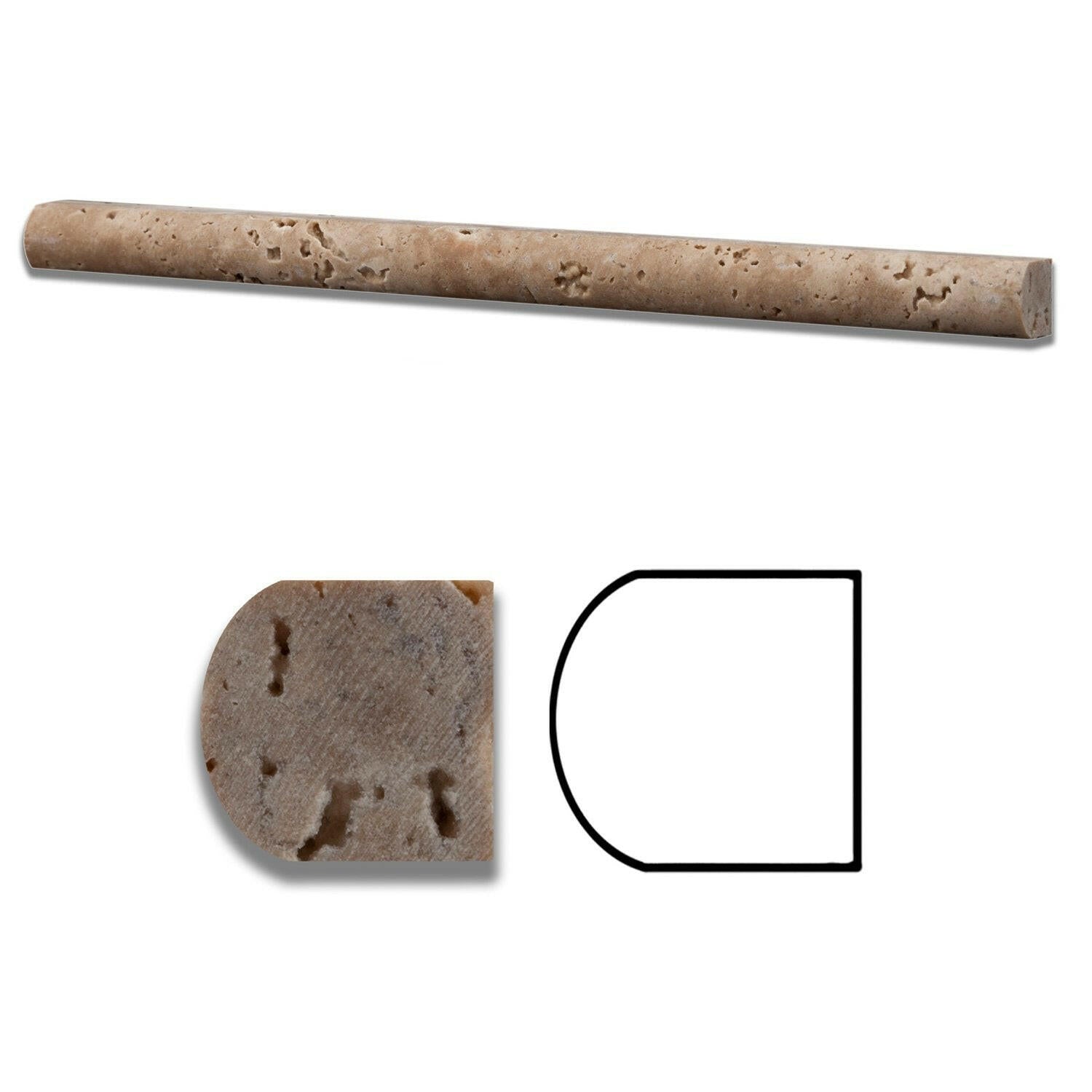 Walnut Travertine Polished 3/4x12 Bullnose Liner Walnut Travertine Polished 3/4x12 Bullnose Liner - American Tile Depot