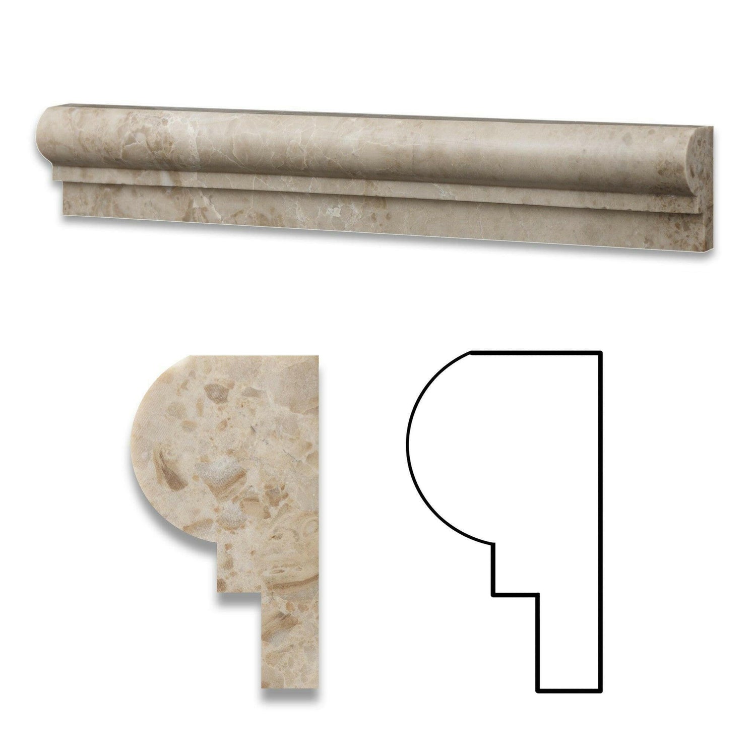 Walnut Travertine Polished OG-1 Chair Rail Molding Trim Walnut Travertine Polished OG-1 Chair Rail Molding Trim - American Tile Depot