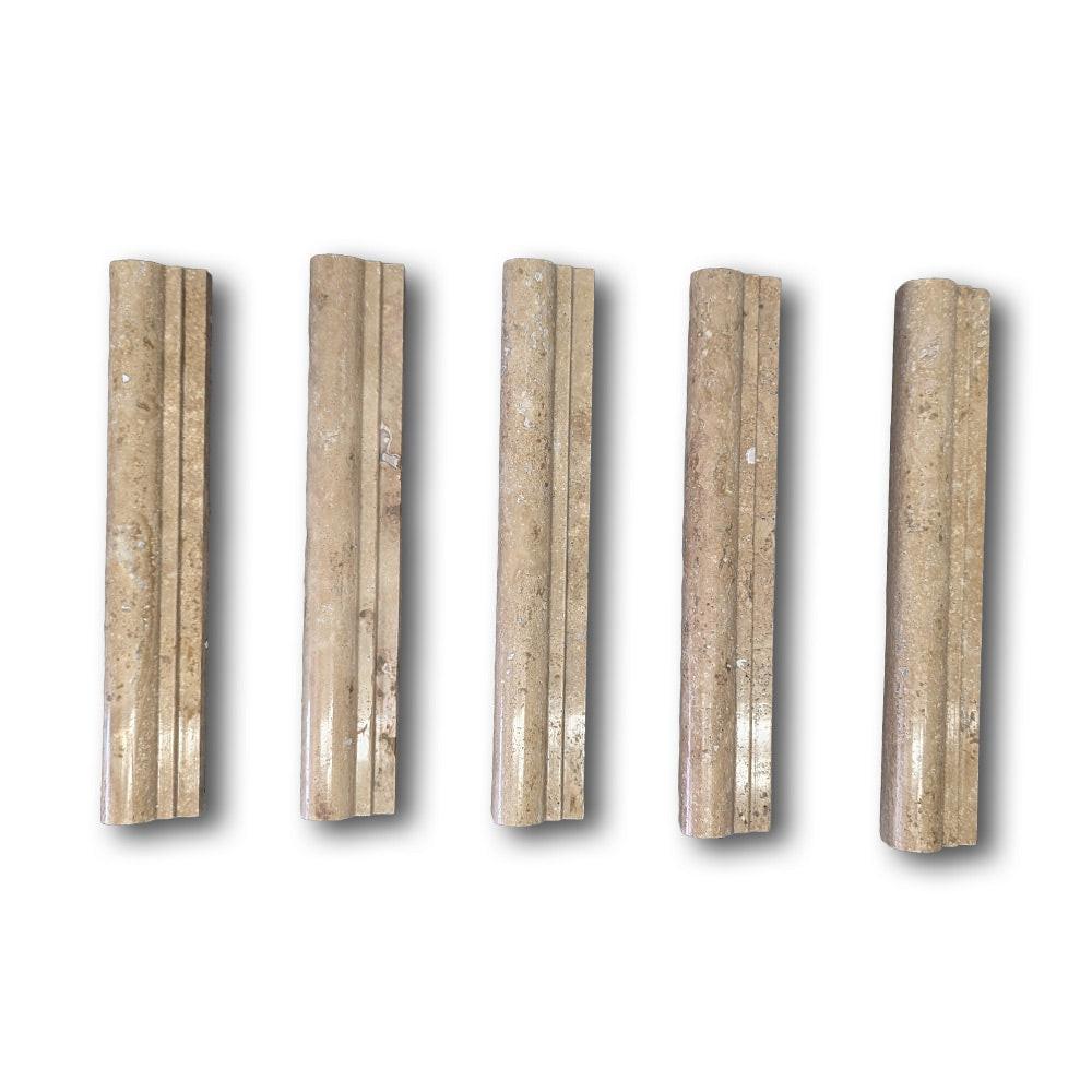 Walnut Travertine Polished OG-1 Chair Rail Molding Trim Walnut Travertine Polished OG-1 Chair Rail Molding Trim - American Tile Depot