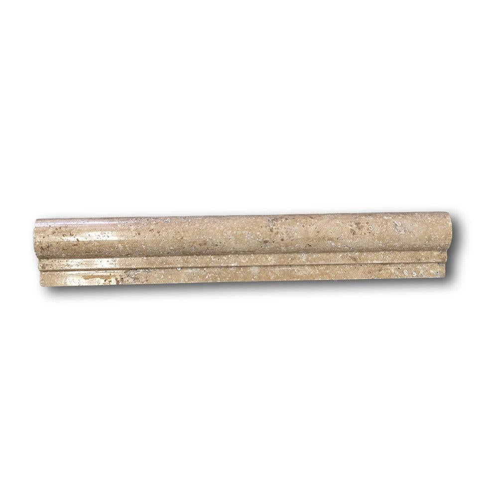 Walnut Travertine Polished OG-1 Chair Rail Molding Trim Walnut Travertine Polished OG-1 Chair Rail Molding Trim - American Tile Depot
