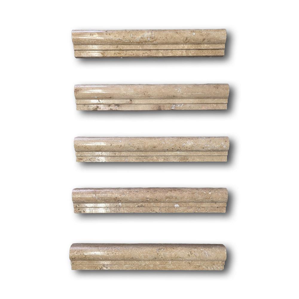 Walnut Travertine Polished OG-1 Chair Rail Molding Trim Walnut Travertine Polished OG-1 Chair Rail Molding Trim - American Tile Depot
