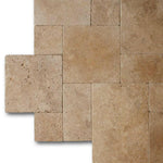 Walnut Travertine Tumbled French Pattern Tile Walnut Travertine Tumbled French Pattern Tile - American Tile Depot