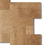 Walnut Travertine Unfilled, Brushed & Chiseled French Pattern Tile Walnut Travertine Unfilled, Brushed & Chiseled French Pattern Tile - American Tile Depot
