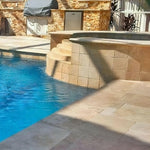 Walnut Travertine Unfilled, Brushed & Chiseled French Pattern Tile Walnut Travertine Unfilled, Brushed & Chiseled French Pattern Tile - American Tile Depot