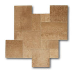 Walnut Travertine Unfilled, Brushed & Chiseled French Pattern Tile Walnut Travertine Unfilled, Brushed & Chiseled French Pattern Tile - American Tile Depot