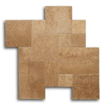 Walnut Travertine Unfilled, Brushed & Chiseled French Pattern Tile Walnut Travertine Unfilled, Brushed & Chiseled French Pattern Tile - American Tile Depot