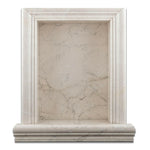 White Pearl / Botticino Marble Hand-Made Custom Shampoo Niche / Shelf - LARGE - Honed White Pearl / Botticino Marble Hand-Made Custom Shampoo Niche / Shelf - LARGE - Honed - American Tile Depot