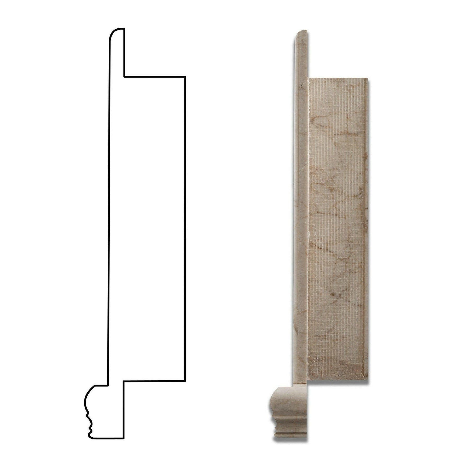 White Pearl / Botticino Marble Hand-Made Custom Shampoo Niche / Shelf - LARGE - Honed White Pearl / Botticino Marble Hand-Made Custom Shampoo Niche / Shelf - LARGE - Honed - American Tile Depot