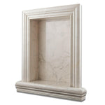 White Pearl / Botticino Marble Hand-Made Custom Shampoo Niche / Shelf - LARGE - Honed White Pearl / Botticino Marble Hand-Made Custom Shampoo Niche / Shelf - LARGE - Honed - American Tile Depot