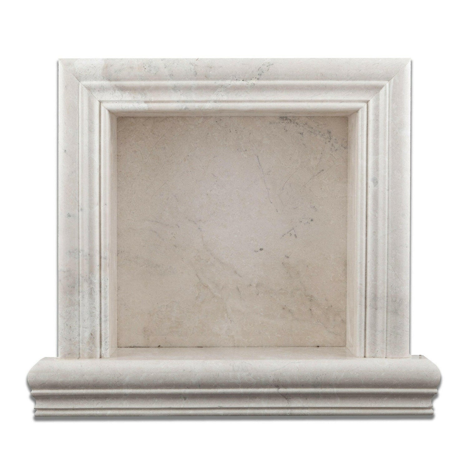 White Pearl / Botticino Marble Hand-Made Custom Shampoo Niche / Shelf - SMALL - Honed White Pearl / Botticino Marble Hand-Made Custom Shampoo Niche / Shelf - SMALL - Honed - American Tile Depot