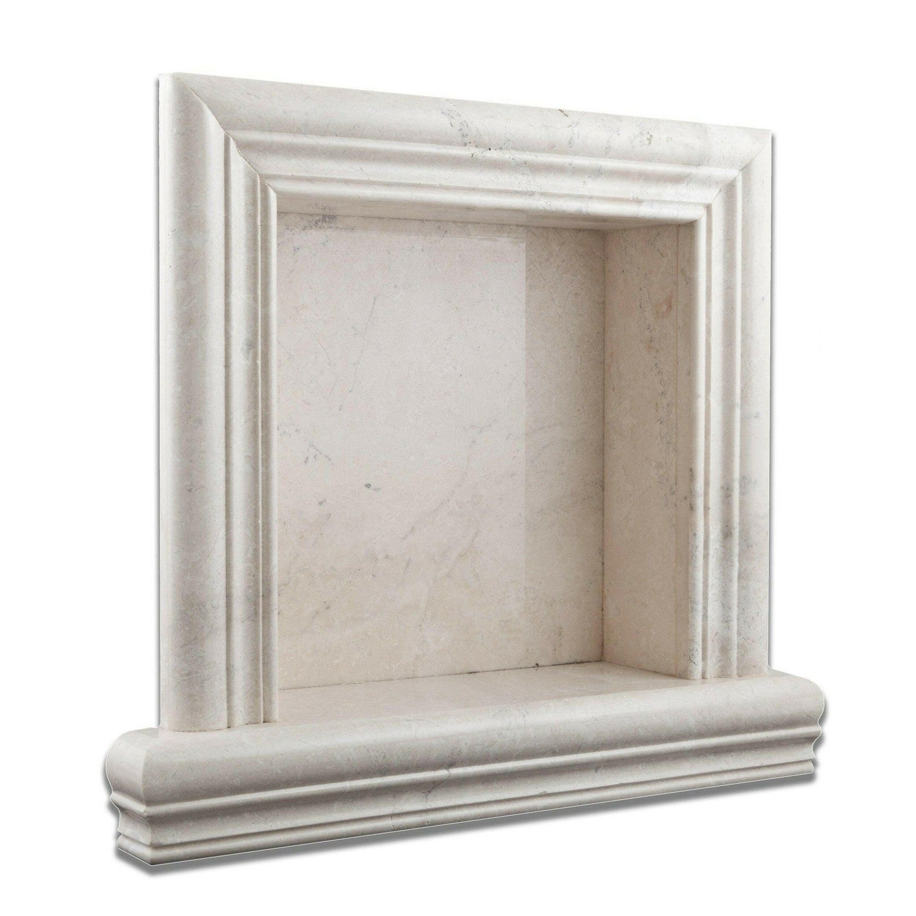 White Pearl / Botticino Marble Hand-Made Custom Shampoo Niche / Shelf - SMALL - Honed White Pearl / Botticino Marble Hand-Made Custom Shampoo Niche / Shelf - SMALL - Honed - American Tile Depot