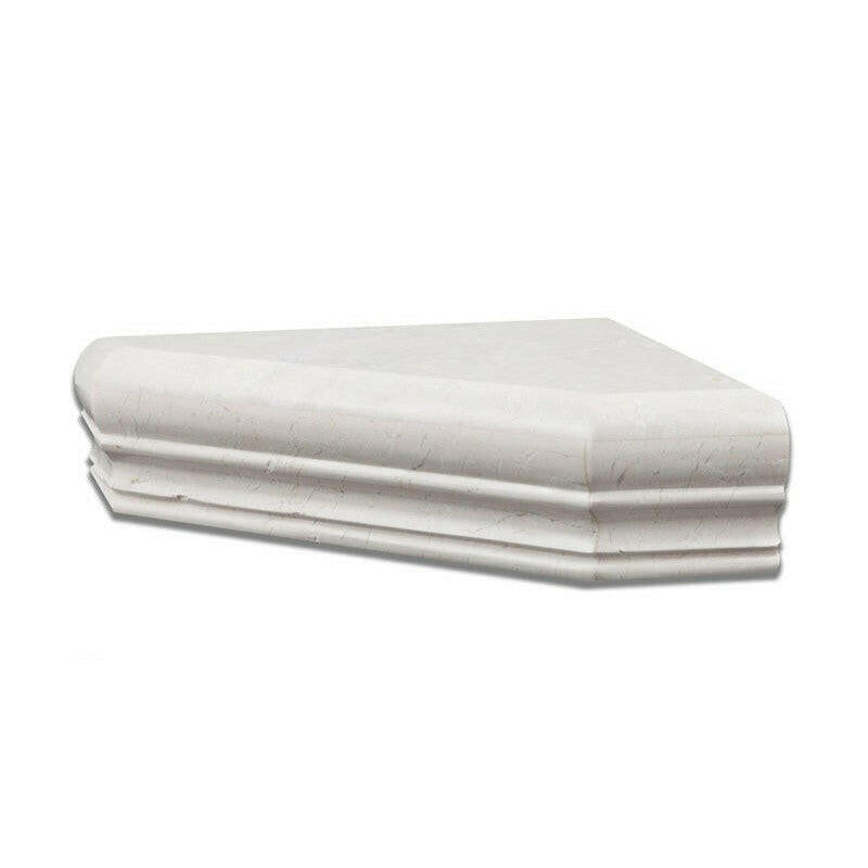 White Pearl / Botticino Marble Hand-Made Custom Shower Corner Shelf - Honed White Pearl / Botticino Marble Hand-Made Custom Shower Corner Shelf - Honed - American Tile Depot