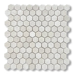 White Pearl / Botticino Marble Polished 1" Mini Hexagon Mosaic Tile - American Tile Depot