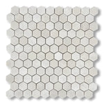 White Pearl / Botticino Marble Polished 1" Mini Hexagon Mosaic Tile - American Tile Depot