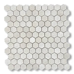 White Pearl / Botticino Marble Polished 1" Mini Hexagon Mosaic Tile - American Tile Depot