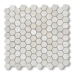 White Pearl / Botticino Marble Polished 1" Mini Hexagon Mosaic Tile - American Tile Depot