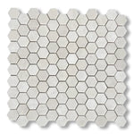 White Pearl / Botticino Marble Polished 1" Mini Hexagon Mosaic Tile - American Tile Depot