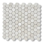 White Pearl / Botticino Marble Polished 1" Mini Hexagon Mosaic Tile - American Tile Depot