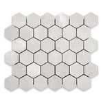 White Pearl / Botticino Marble Polished 2" Hexagon Mosaic Tile White Pearl / Botticino Marble Polished 2" Hexagon Mosaic Tile - American Tile Depot