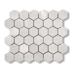 White Pearl / Botticino Marble Polished 2" Hexagon Mosaic Tile - American Tile Depot
