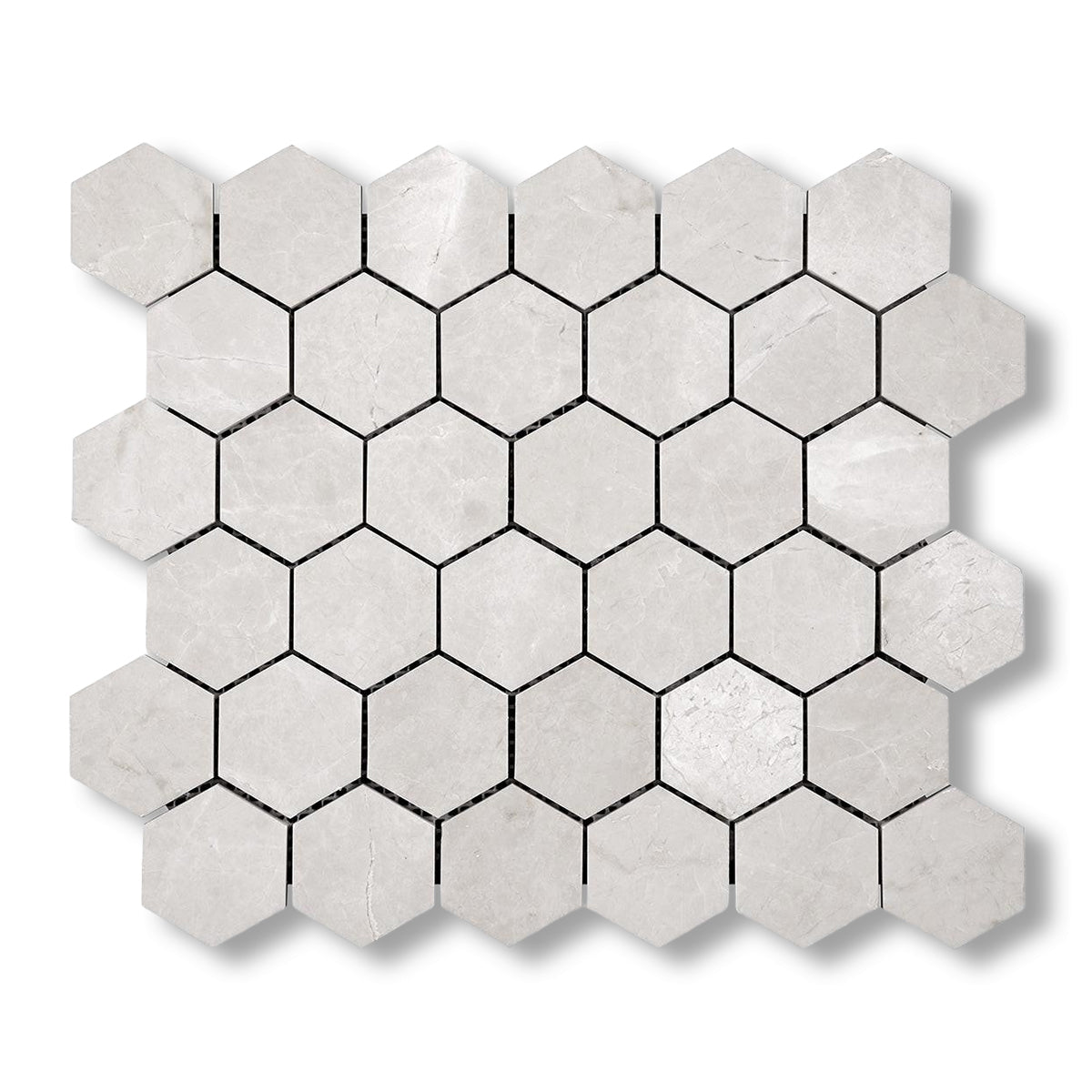 White Pearl / Botticino Marble Polished 2" Hexagon Mosaic Tile - American Tile Depot