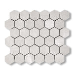 White Pearl / Botticino Marble Polished 2" Hexagon Mosaic Tile - American Tile Depot