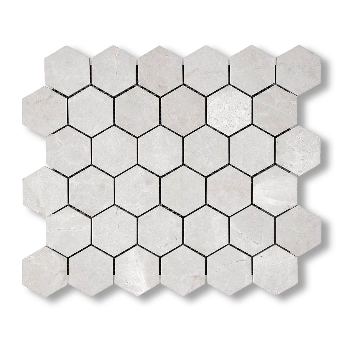 White Pearl / Botticino Marble Polished 2" Hexagon Mosaic Tile - American Tile Depot