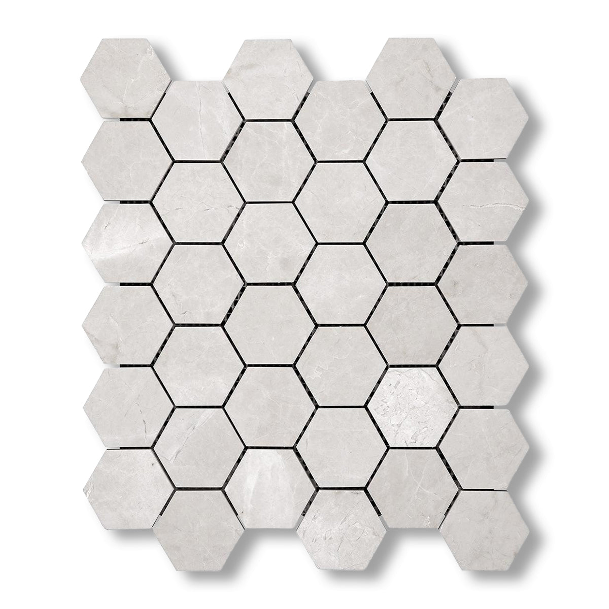 White Pearl / Botticino Marble Polished 2" Hexagon Mosaic Tile - American Tile Depot