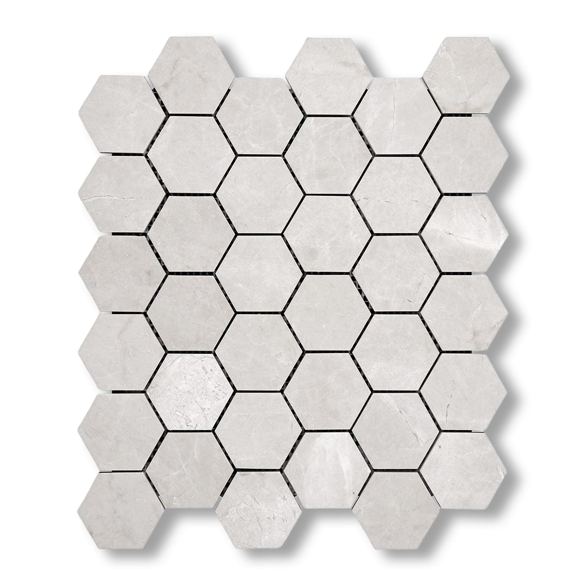 White Pearl / Botticino Marble Polished 2" Hexagon Mosaic Tile - American Tile Depot