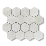 White Pearl / Botticino Marble Polished 3" Hexagon Mosaic Tile - American Tile Depot