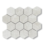 White Pearl / Botticino Marble Polished 3" Hexagon Mosaic Tile - American Tile Depot