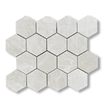 White Pearl / Botticino Marble Polished 3" Hexagon Mosaic Tile - American Tile Depot