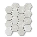 White Pearl / Botticino Marble Polished 3" Hexagon Mosaic Tile - American Tile Depot
