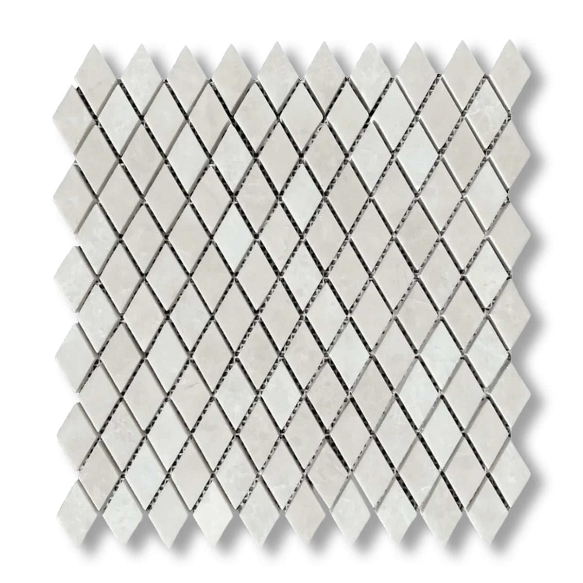 White Pearl / Botticino Marble Polished Diamond Mosaic Tile - American Tile Depot