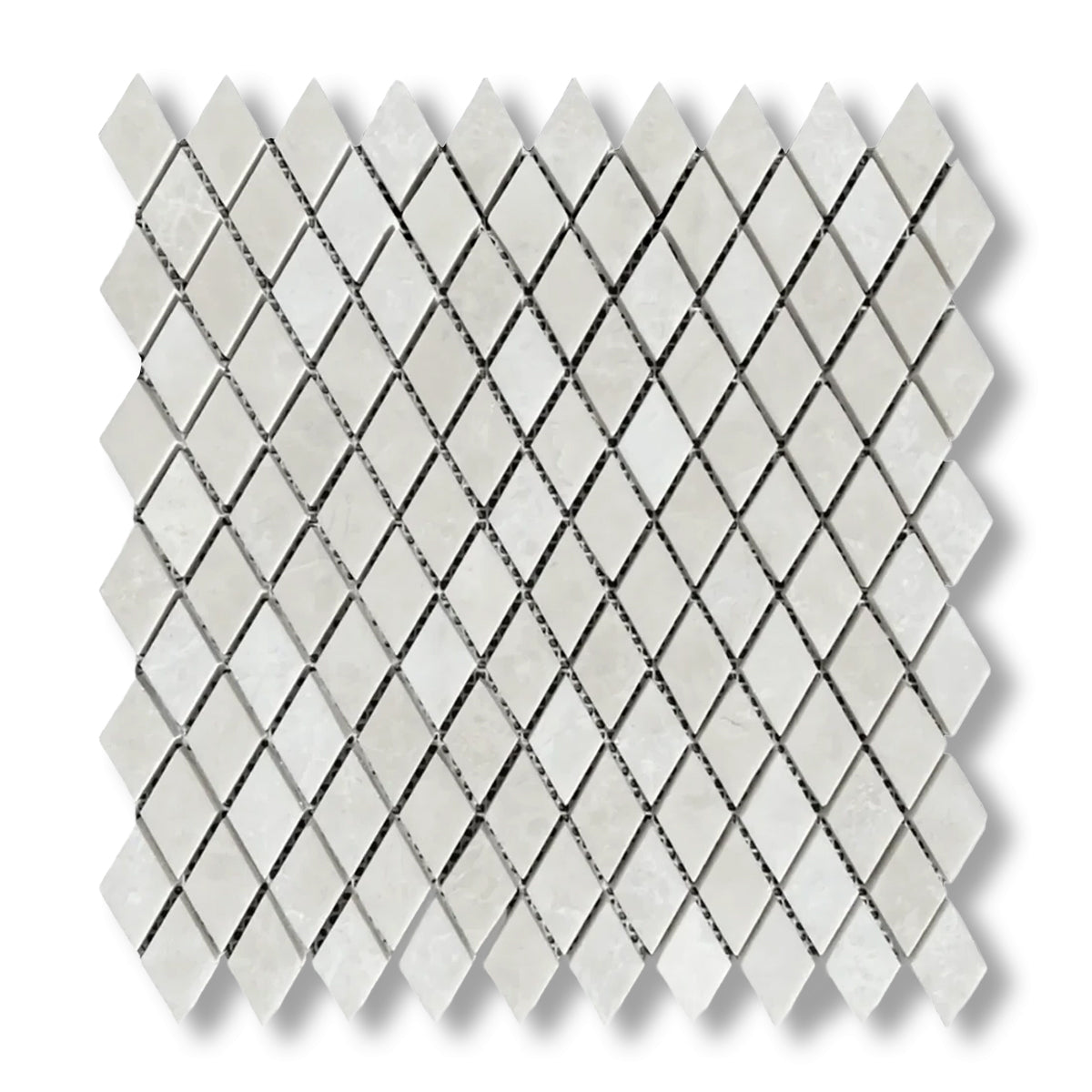 White Pearl / Botticino Marble Polished Diamond Mosaic Tile - American Tile Depot
