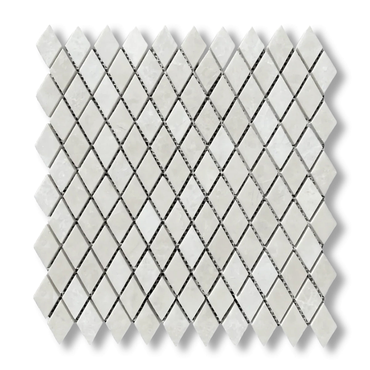 White Pearl / Botticino Marble Polished Diamond Mosaic Tile - American Tile Depot