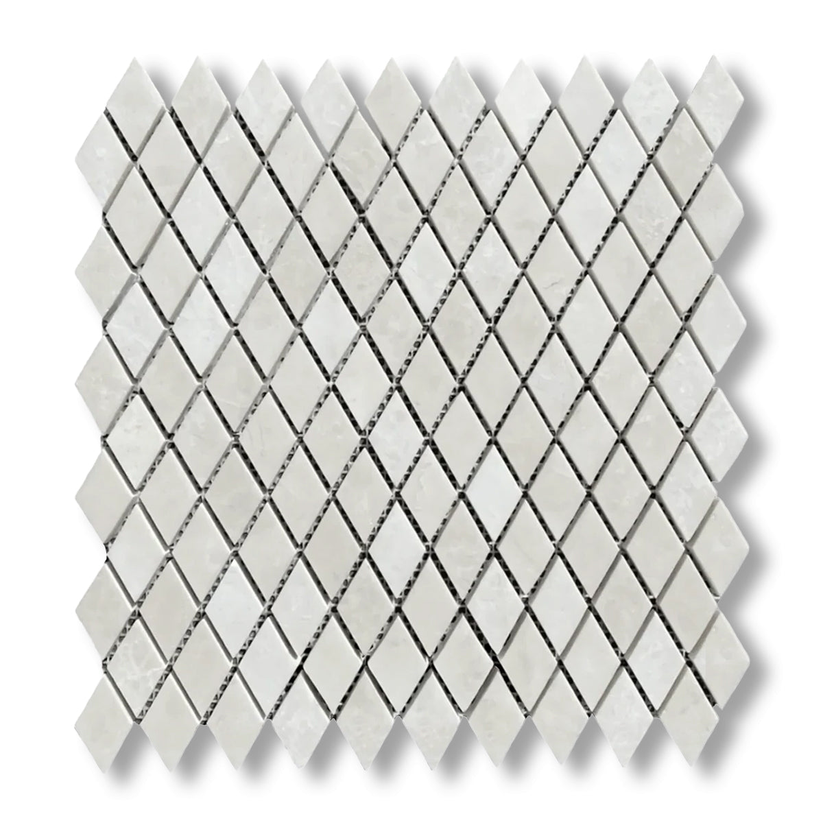 White Pearl / Botticino Marble Polished Diamond Mosaic Tile - American Tile Depot