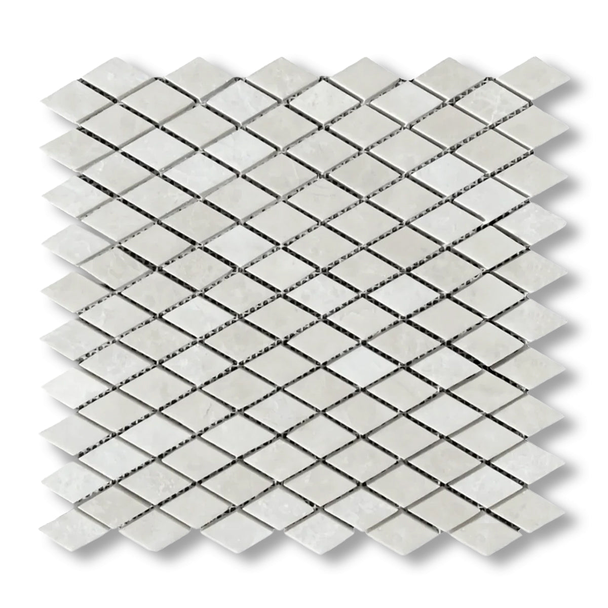 White Pearl / Botticino Marble Polished Diamond Mosaic Tile - American Tile Depot