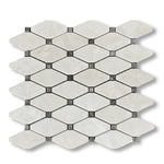White Pearl / Botticino Marble Polished Octave Mosaic Tile w/ Emperador Dark Dots - American Tile Depot