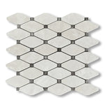 White Pearl / Botticino Marble Polished Octave Mosaic Tile w/ Emperador Dark Dots - American Tile Depot