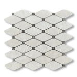 White Pearl / Botticino Marble Polished Octave Mosaic Tile w/ Emperador Dark Dots - American Tile Depot